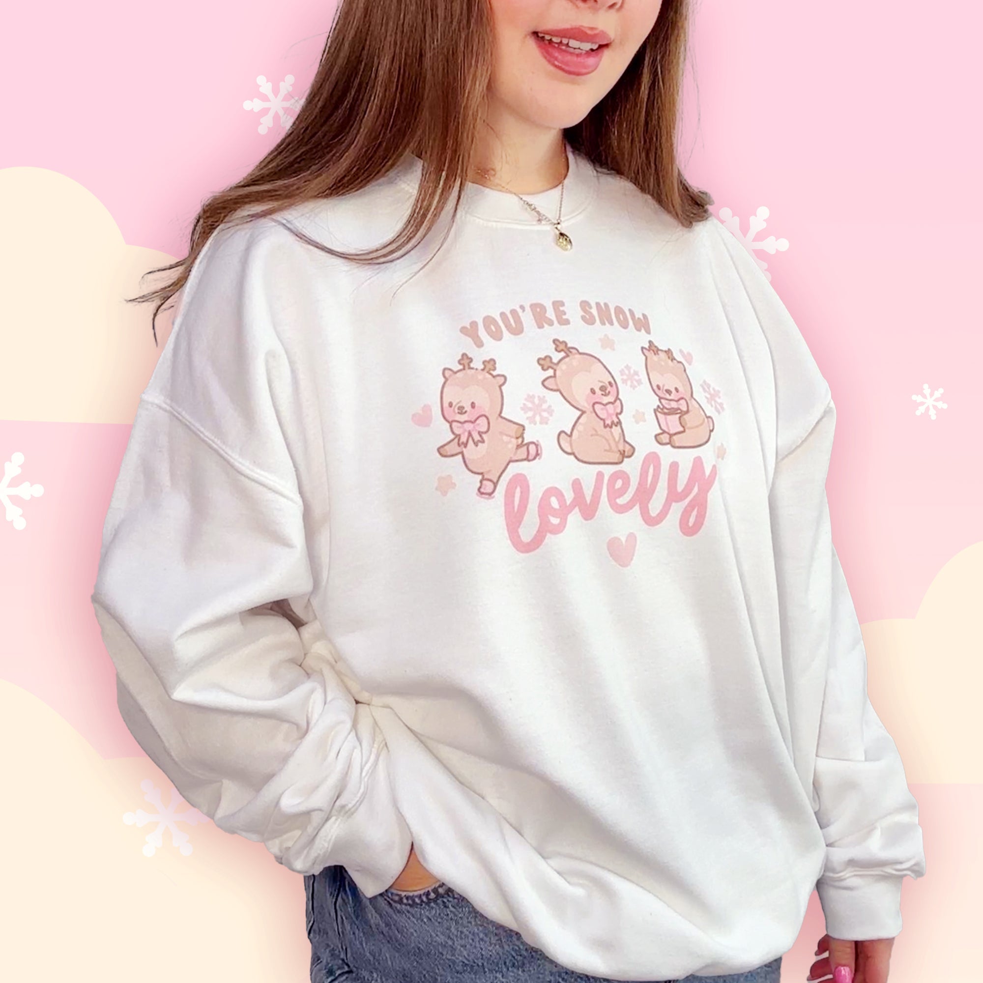 You're Snow Lovely Kawaii Reindeer Sweatshirt | Cute Christmas Holiday Apparel Katnipp character product
