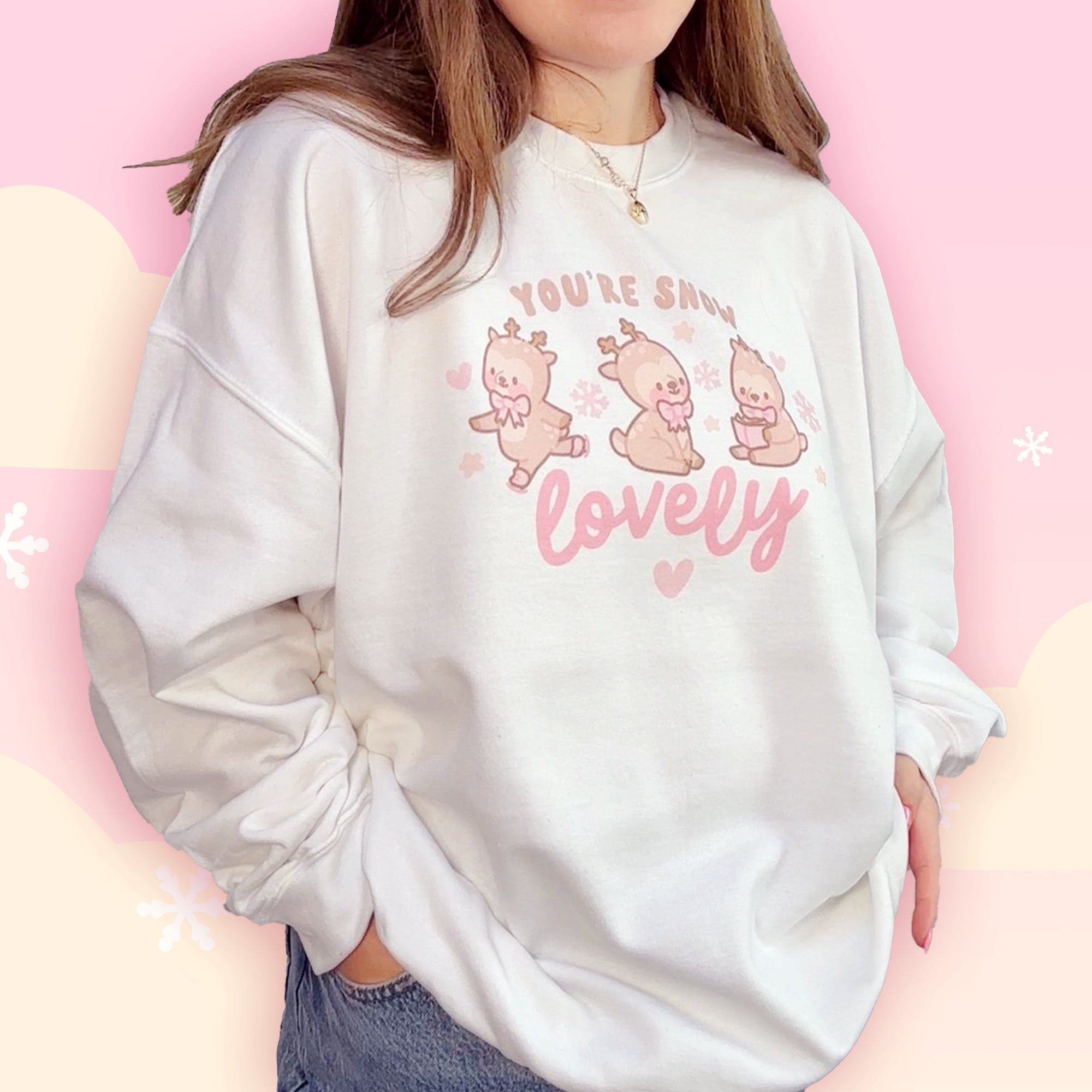You're Snow Lovely Kawaii Reindeer Sweatshirt | Cute Christmas Holiday Apparel Katnipp character product