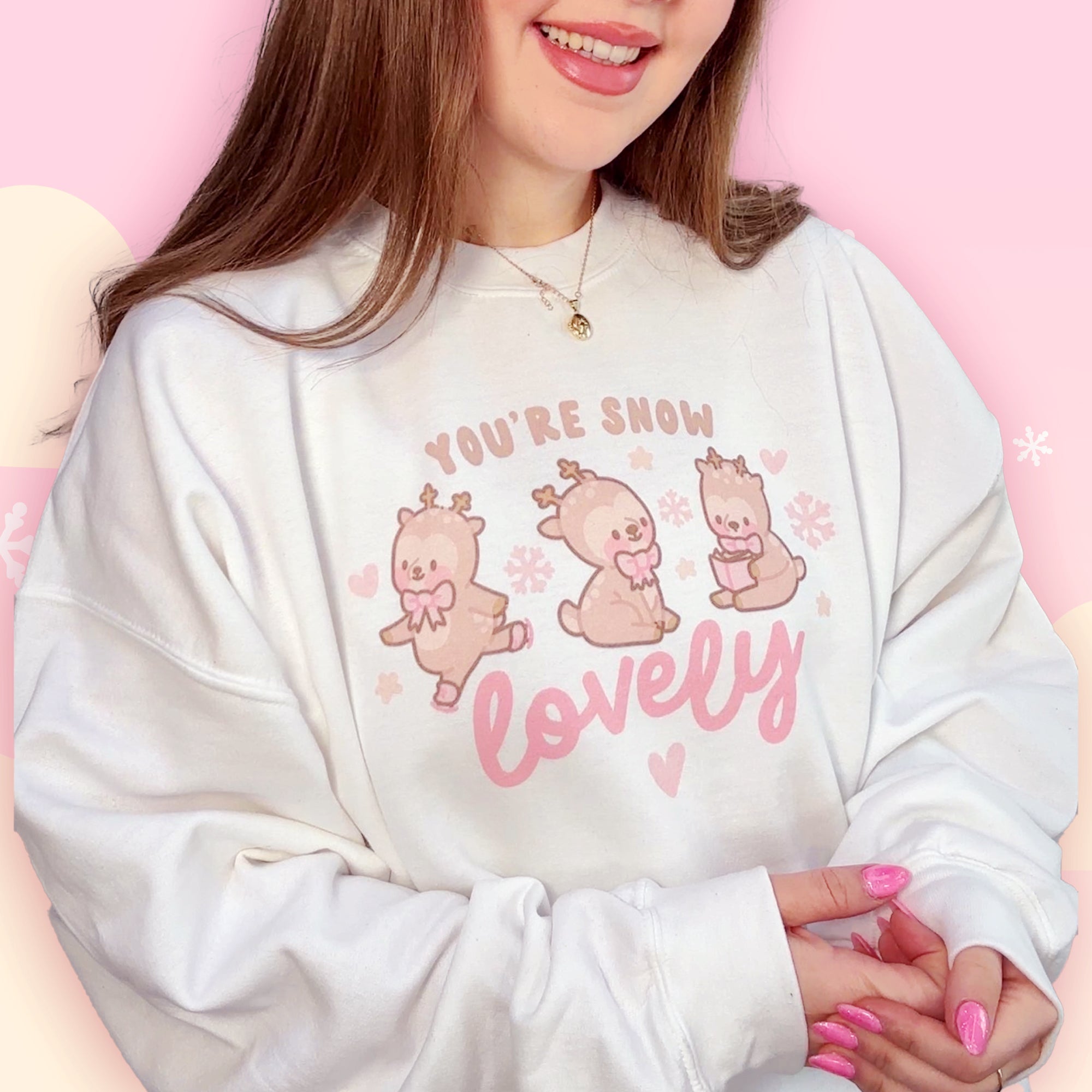 You're Snow Lovely Kawaii Reindeer Sweatshirt | Cute Christmas Holiday Apparel Katnipp character product