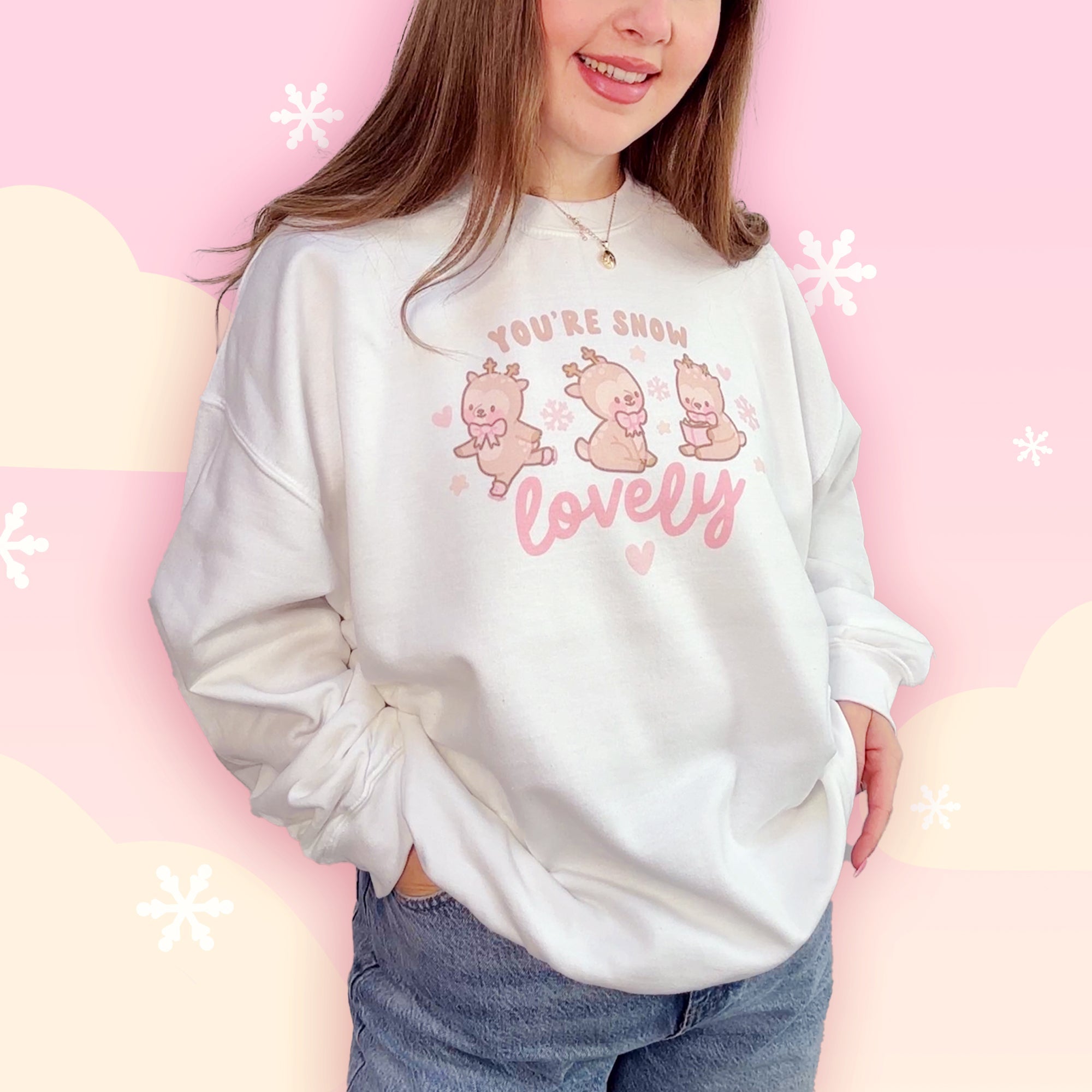 You're Snow Lovely Kawaii Reindeer Sweatshirt | Cute Christmas Holiday Apparel Katnipp character product