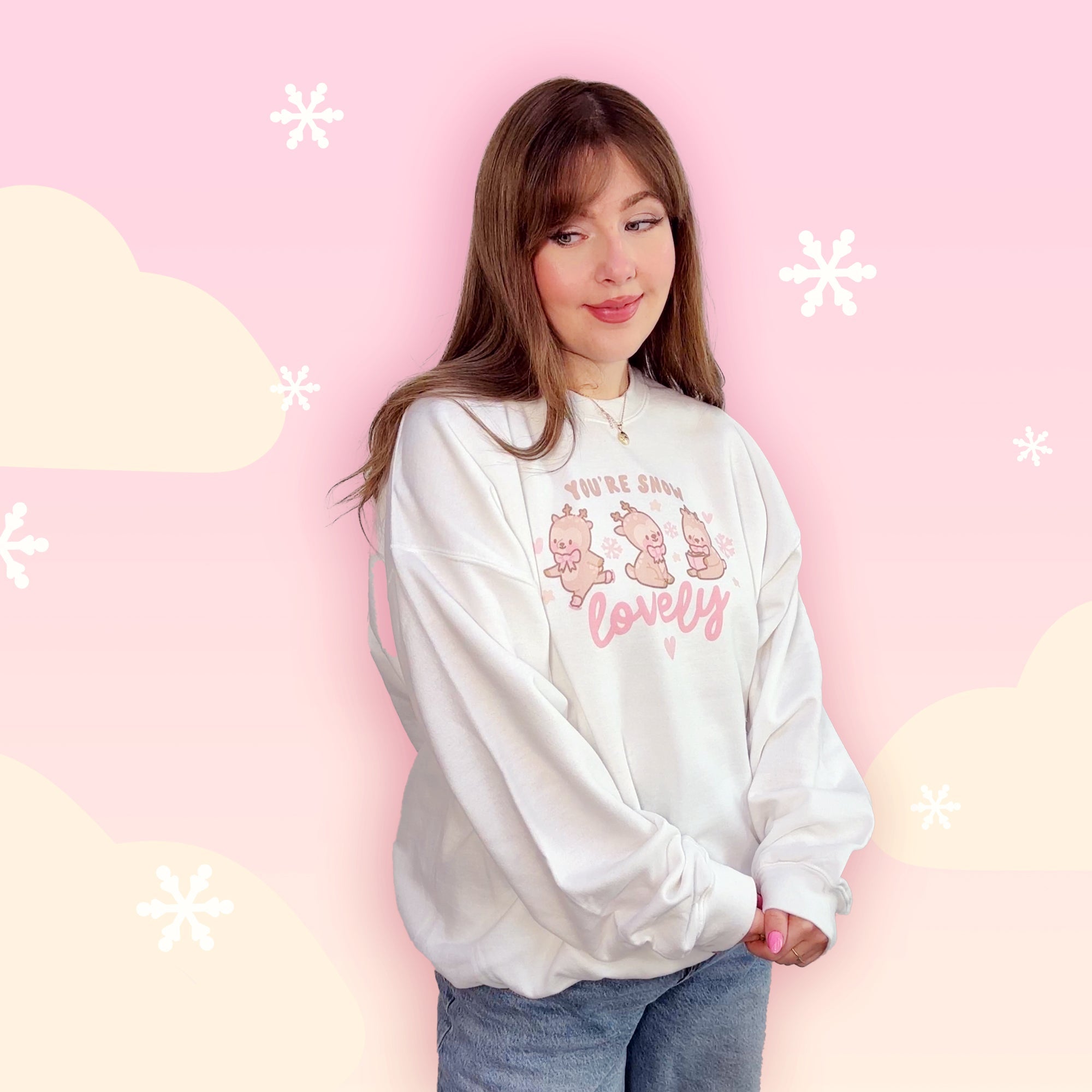 You're Snow Lovely Kawaii Reindeer Sweatshirt | Cute Christmas Holiday Apparel Katnipp character product
