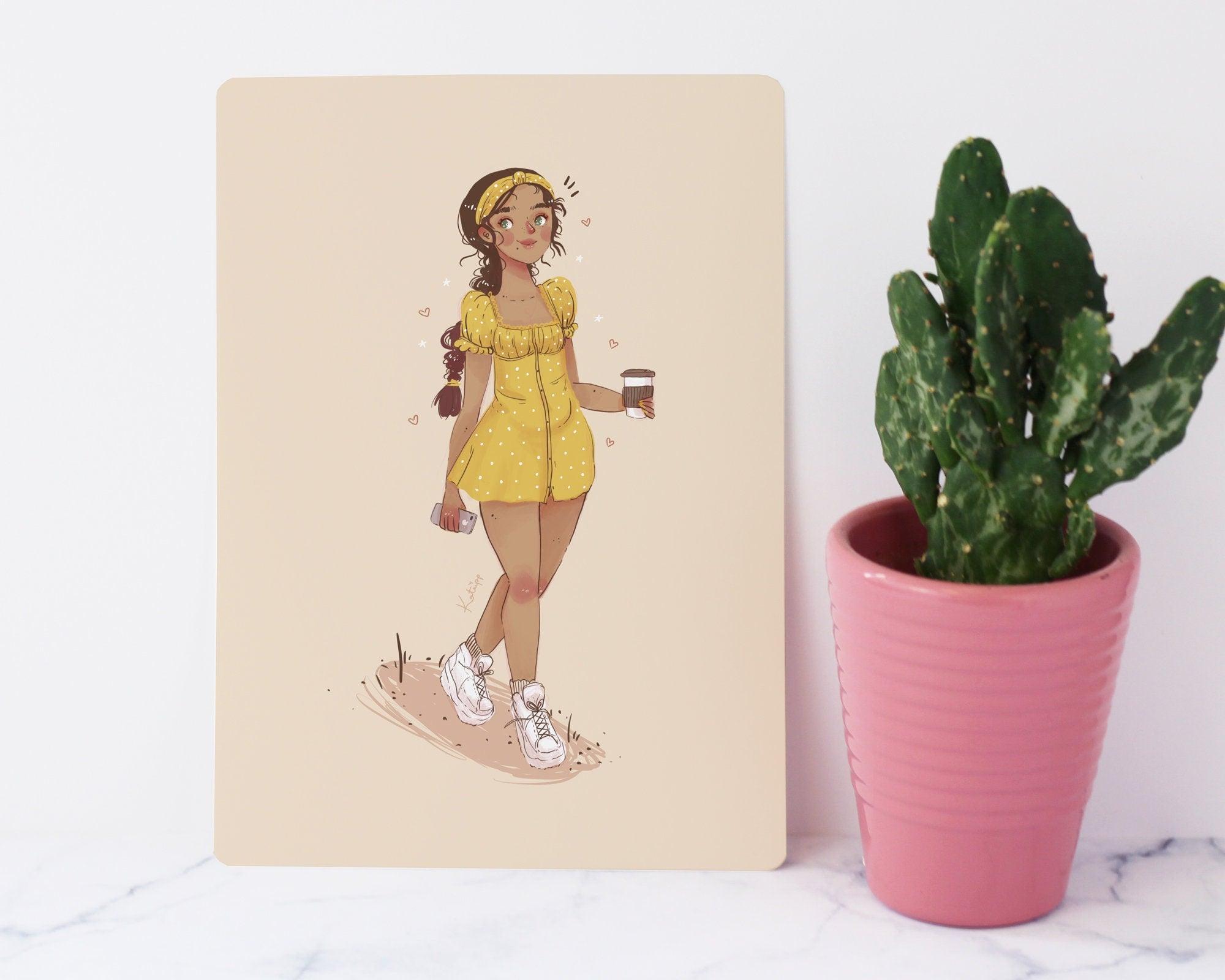 A Summer Stroll ~ Cute Summer Art Print - Katnipp Illustrations