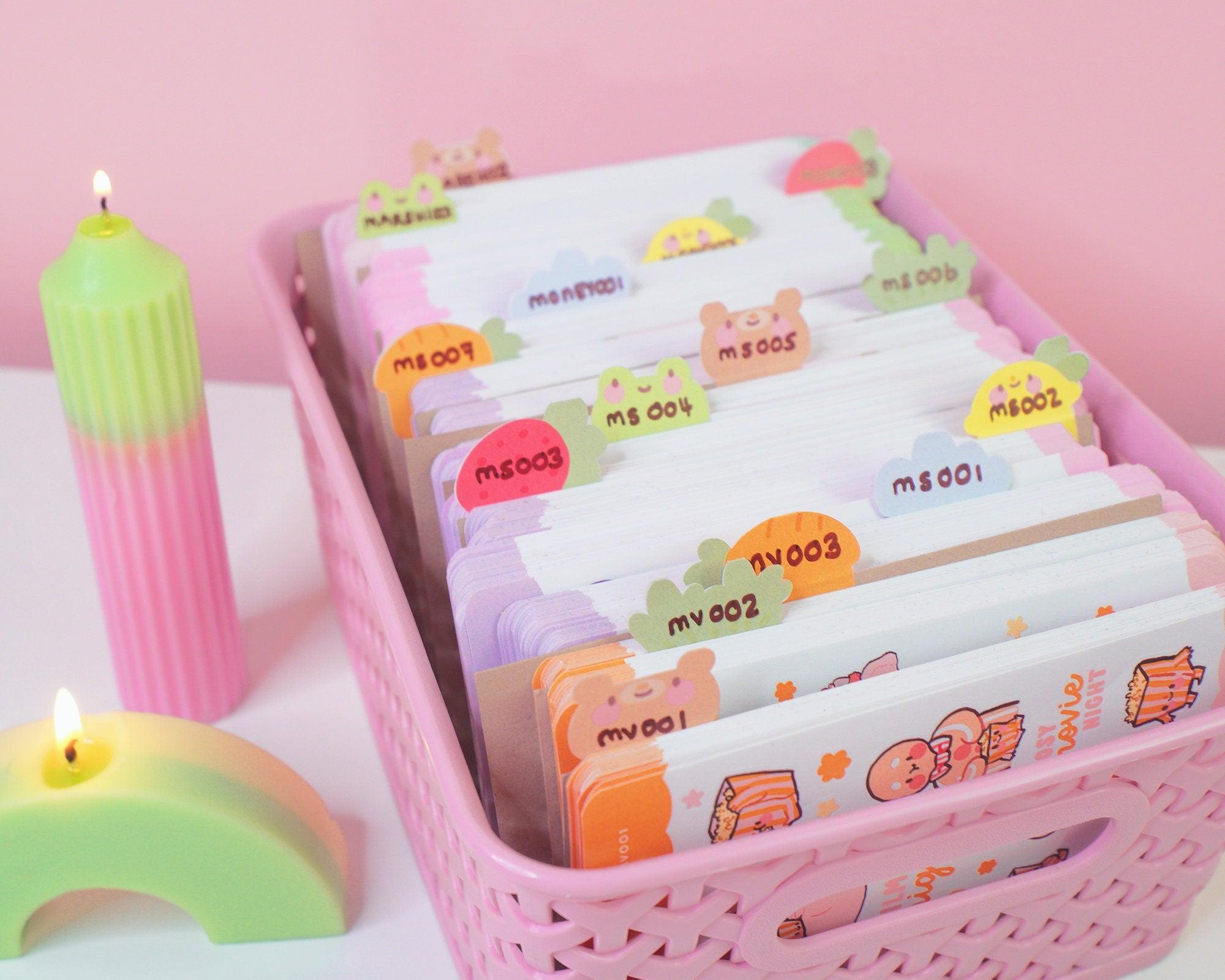 A5 Pastel Garden Index Tabs | Kawaii Planner & Journal Organiser | ID009 Katnipp character product