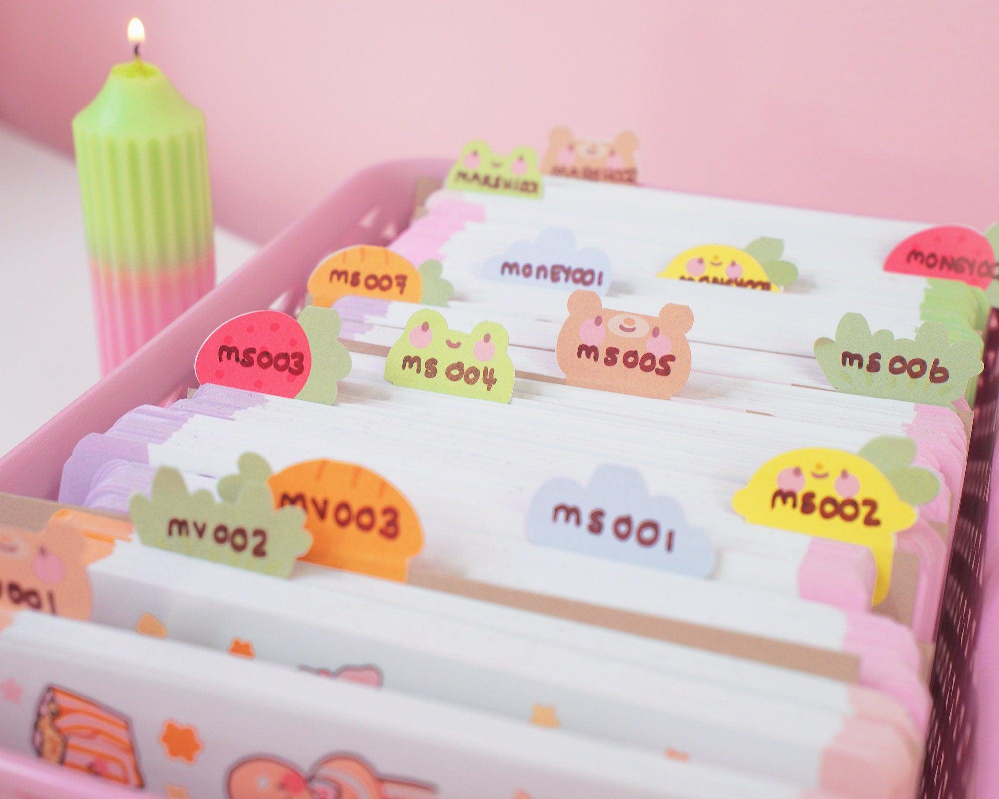 A5 Pastel Garden Index Tabs | Kawaii Planner & Journal Organiser | ID009 Katnipp character product