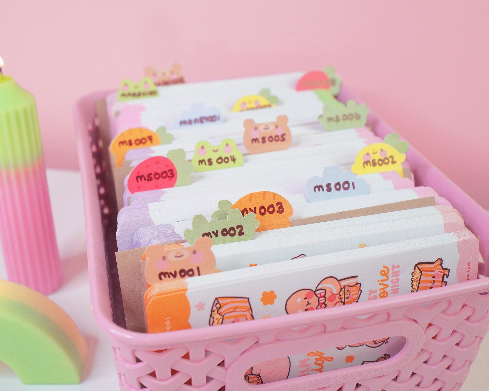 A5 Pastel Garden Index Tabs | Kawaii Planner & Journal Organiser | ID009 Katnipp character product