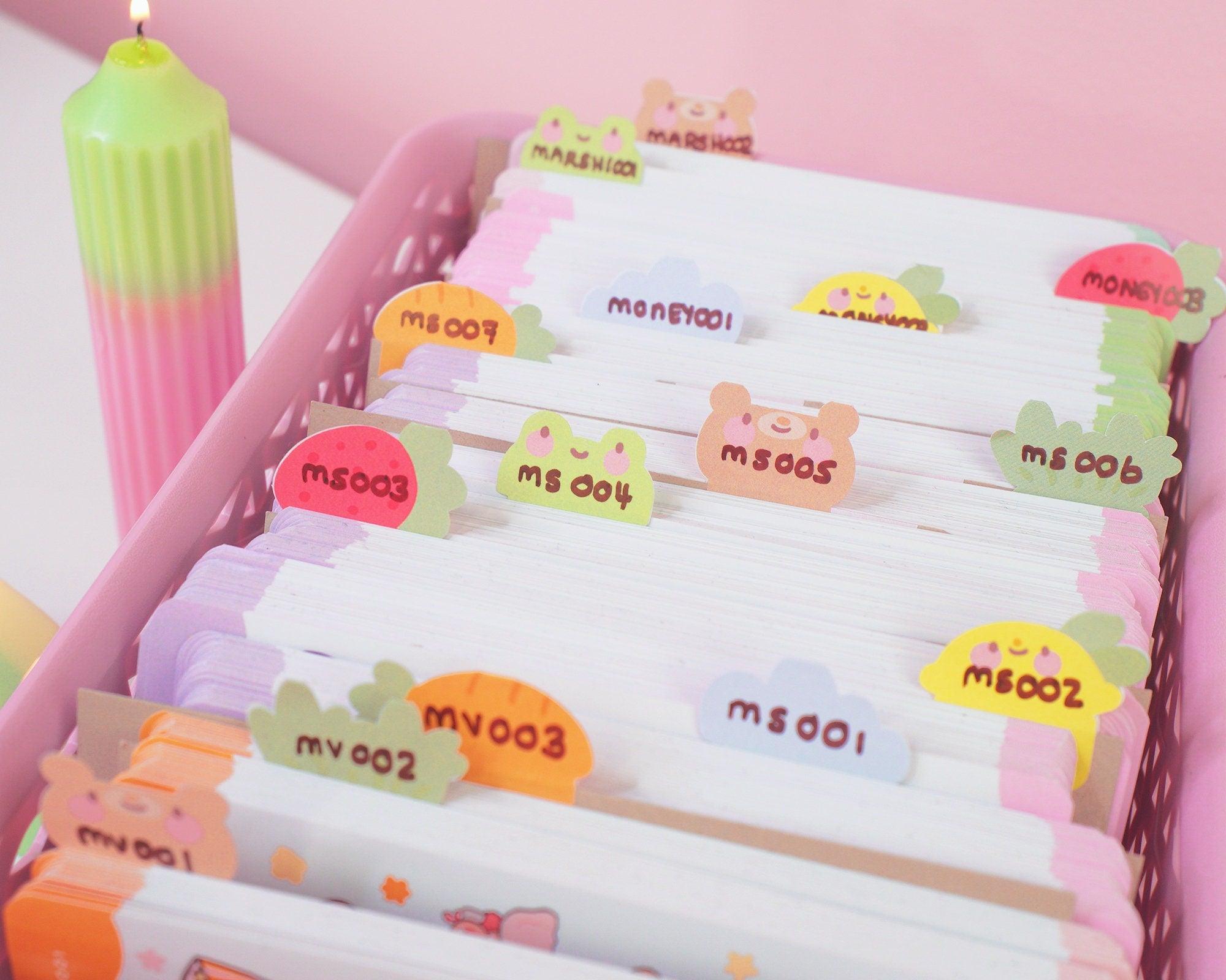 A5 Pastel Garden Index Tabs | Kawaii Planner & Journal Organiser | ID009 Katnipp character product