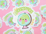 Adventure Awaits Kawaii Vinyl Die Cut Sticker | Cute Wanderlust Travel Sticker Katnipp character product