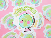 Adventure Awaits Kawaii Vinyl Die Cut Sticker | Cute Wanderlust Travel Sticker Katnipp character product