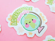 Adventure Awaits Kawaii Vinyl Die Cut Sticker | Cute Wanderlust Travel Sticker Katnipp character product