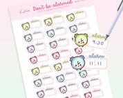 Alarm Clock Reminder Stickers | Kawaii Time Tracker for Planners | MISC 002 Katnipp character product