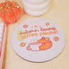 Autumn Leaves or Coffee Please! Mouse Mat - Hand-printed kawaii desk accessory from Katnipp, third