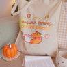 Autumn Leaves & Coffee Please! Eco-Friendly Tote Bag - Original Katnipp Design - Handprinted Cotton, forth
