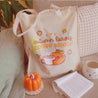 Autumn Leaves and Coffee Please Tote Bag | Kawaii Pumpkin Design | Eco-Friendly Fall & Winter Accessory - Katnipp Studios