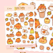Autumn Pumpkin A6 Sticker Sheet | Kawaii Planner Stickers | PP001 Katnipp character product