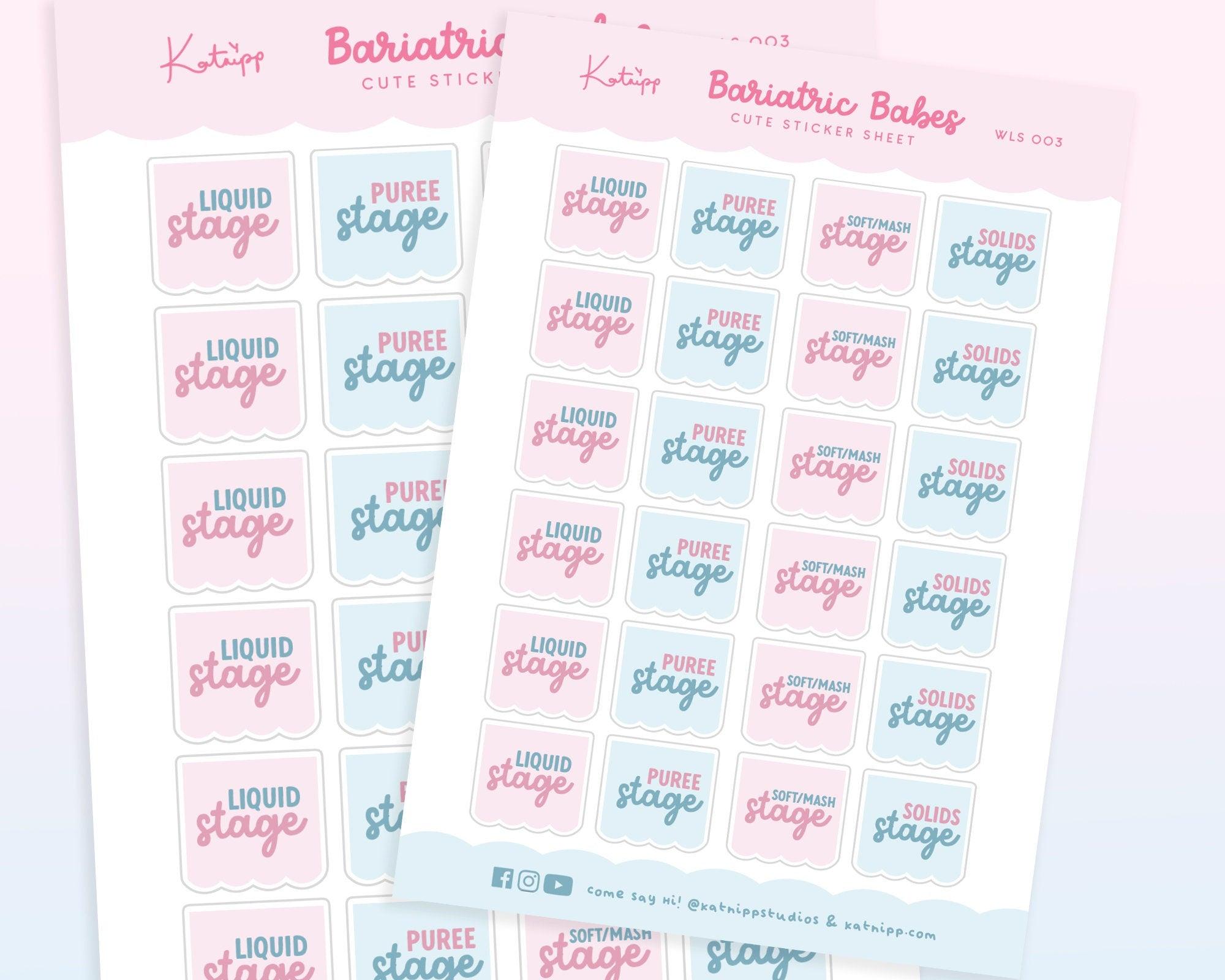 Kawaii Bariatric Babe Planner Sticker Sheet - Handmade, A6 Premium Paper, Soft Food, Puree Food, Solid Food Stickers - Katnipp
