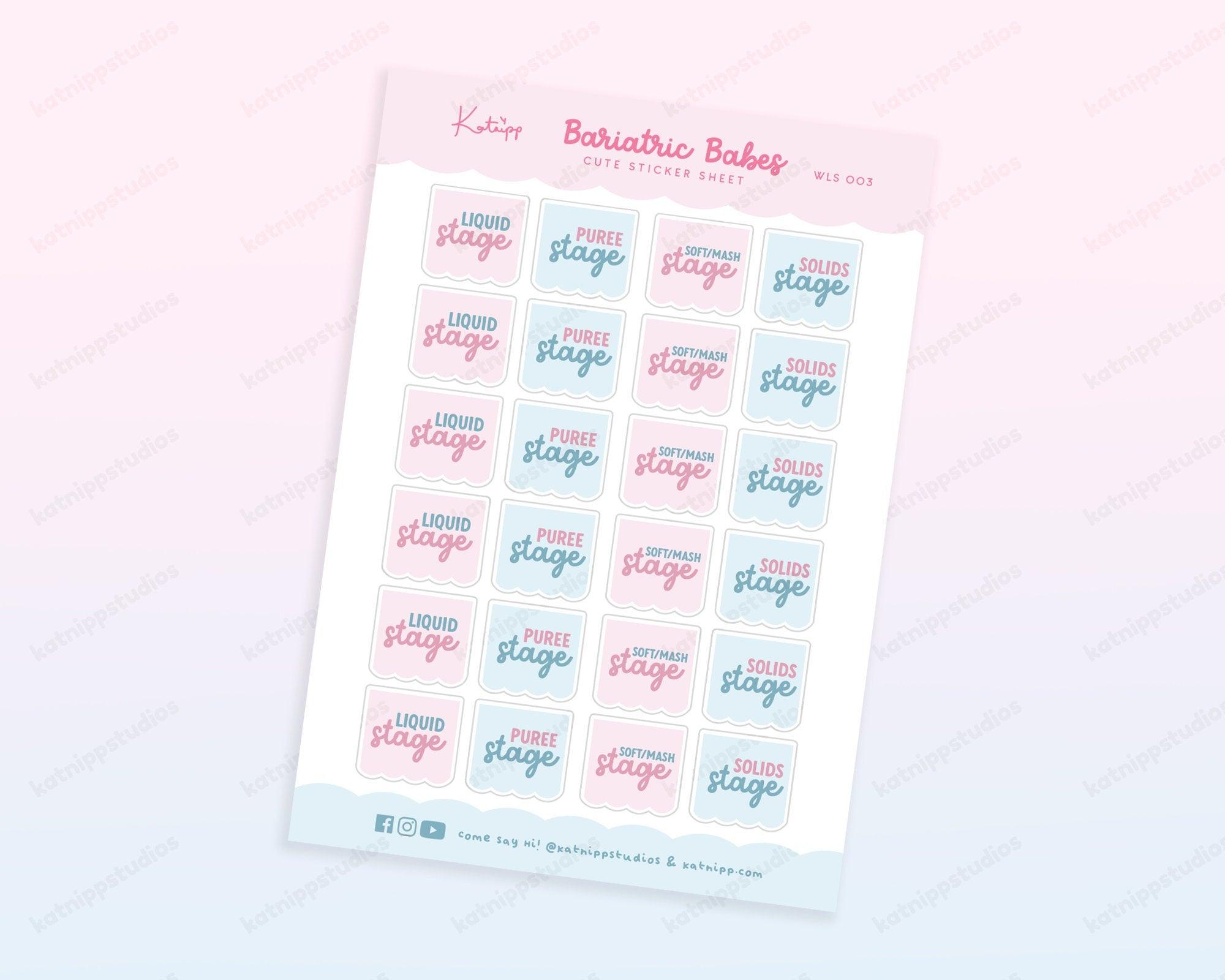 Kawaii Bariatric Babe Planner Sticker Sheet - Handmade, A6 Premium Paper, Soft Food, Puree Food, Solid Food Stickers - Katnipp - 2