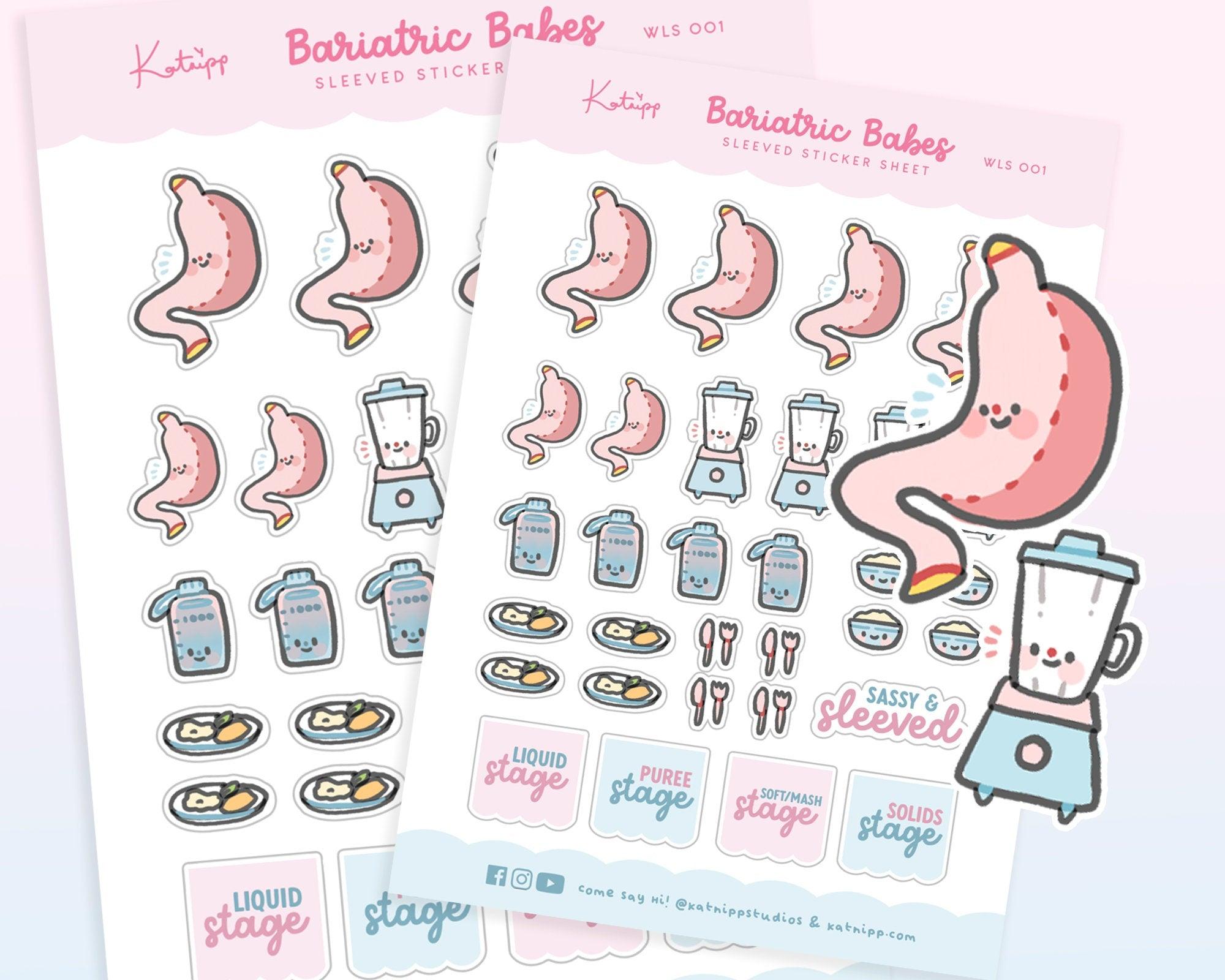 Bariatric Babe Sticker Sheet | Cute Gastric Sleeve Planner Stickers | WLS 001 - Katnipp Studios