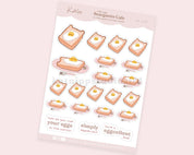 Bearguette Cafe Eggs on Toast Sticker Sheet | Cute Breakfast Planner Stickers | BC005 Katnipp character product
