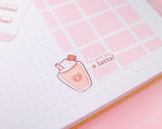 Bearguette Café Iced Coffee Planner Sticker Sheet | Kawaii Coffee & Latte Stickers | BC003 Katnipp character product