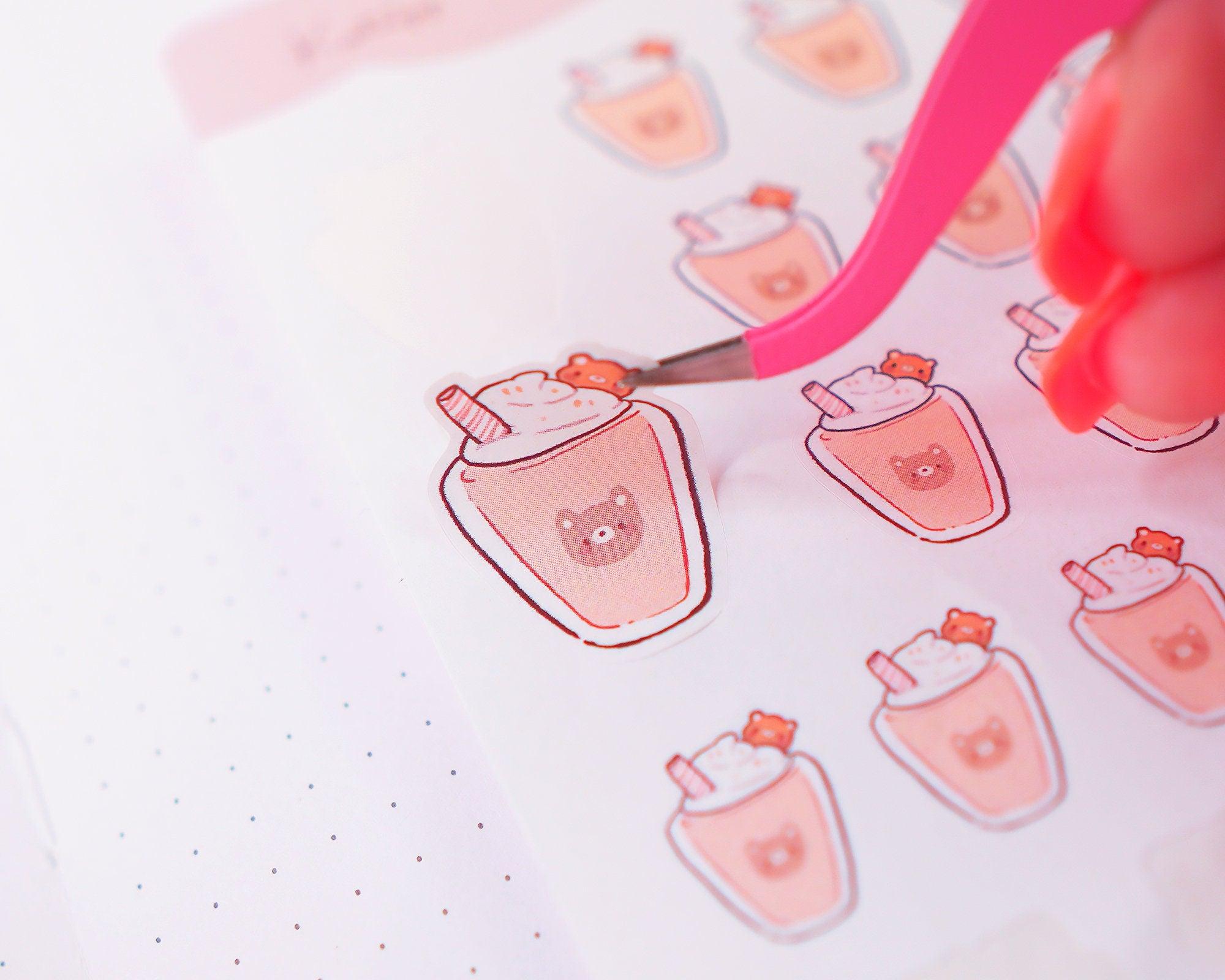 Bearguette Café Iced Coffee Planner Sticker Sheet | Kawaii Coffee & Latte Stickers | BC003 Katnipp character product
