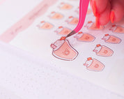 Bearguette Café Iced Coffee Planner Sticker Sheet | Kawaii Coffee & Latte Stickers | BC003 Katnipp character product