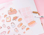 Bearguette Cafe Kawaii Sticker Sheet | Cute Bear Planner Stickers A5 | BC001 Katnipp character product