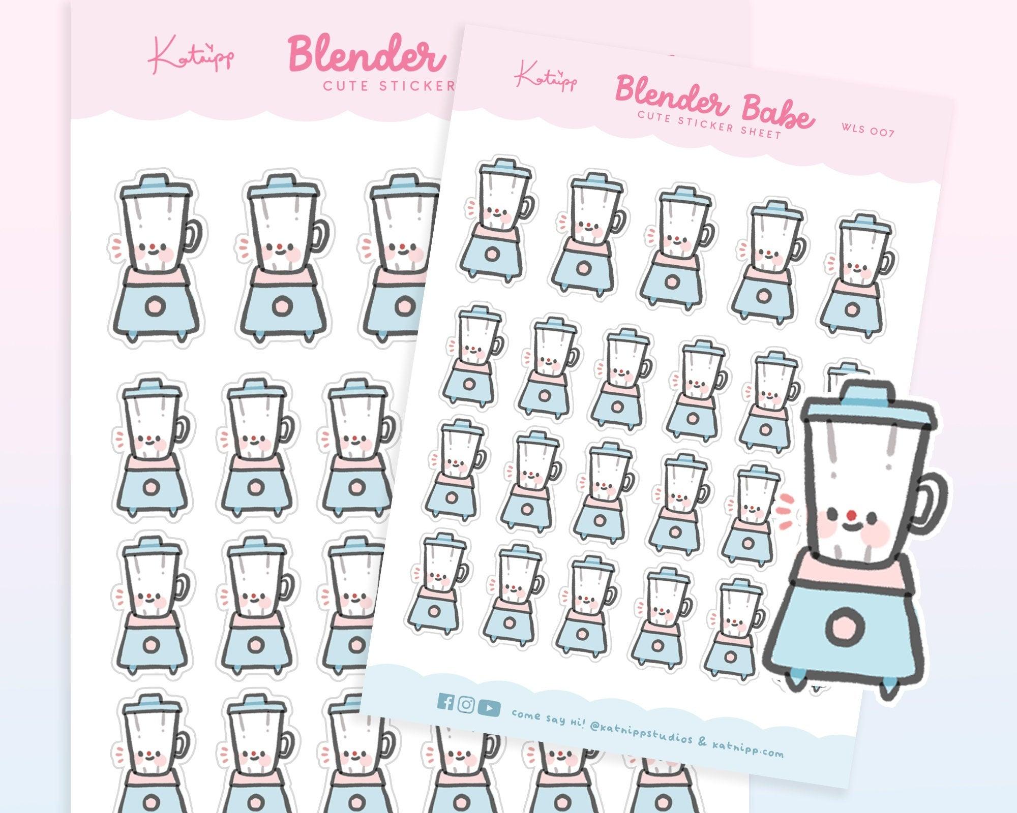 Adorable Food Cooking Blender Stickers - Handmade planner stickers for tracking cooking adventures.
