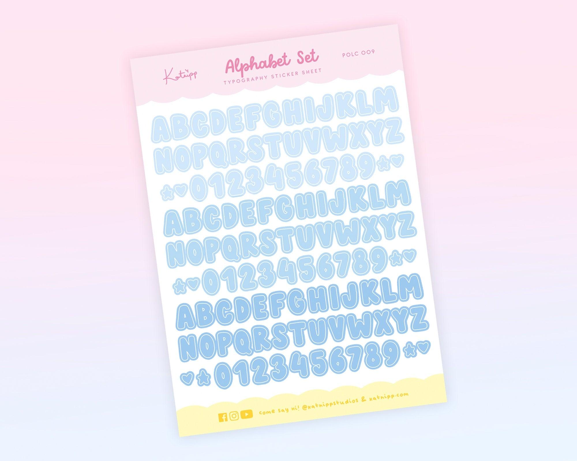 Blue Alphabet Planner Sticker Sheet | Letter Stickers | POLC009 Katnipp character product