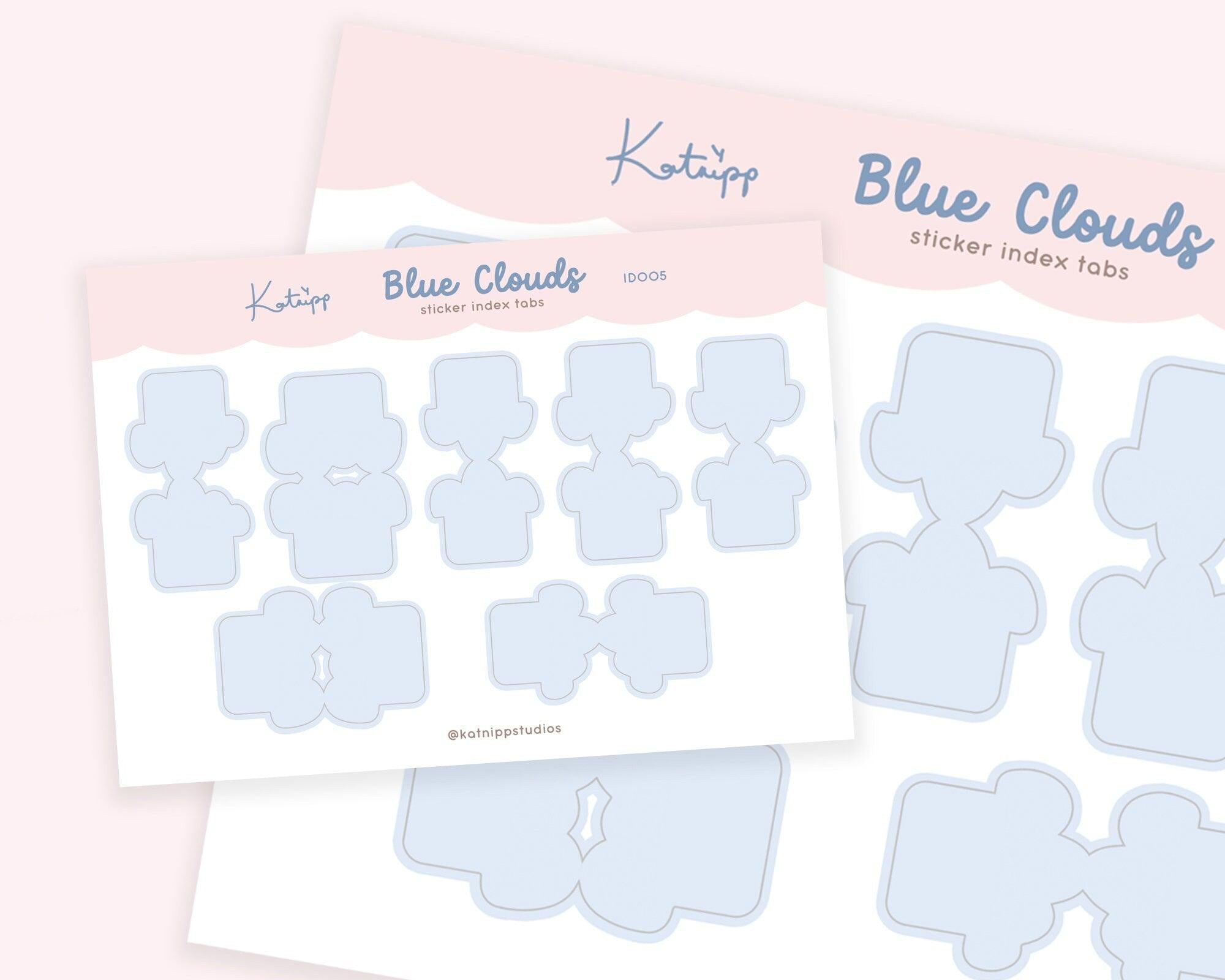 Blue Cloud Index Tab Stickers | Cute Planner Divider Tabs for Journals, Cards & Organisation | ID005 Katnipp character product