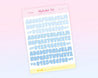 Blue Mixed Alphabet No Outline Sticker Sheet on A6 Premium Paper 3