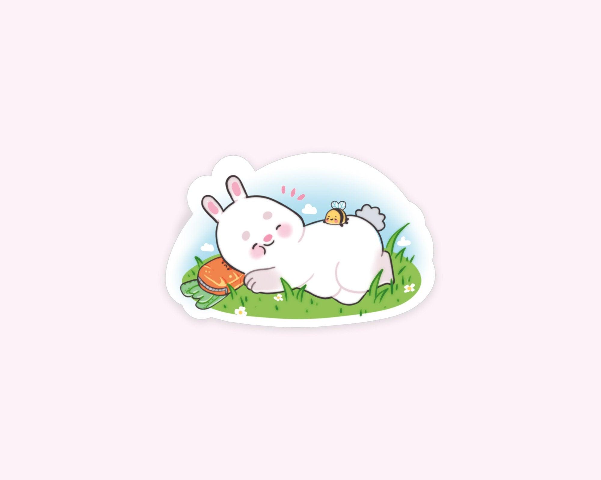 Bonbun & Bumblebutt kawaii bunny and bee die-cut sticker, perfect for spring and Easter decorations. 2