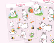 Bonbun & Bumblebutt A5 Sticker Sheet | Cute Bunny Vinyl Stickers Katnipp character product