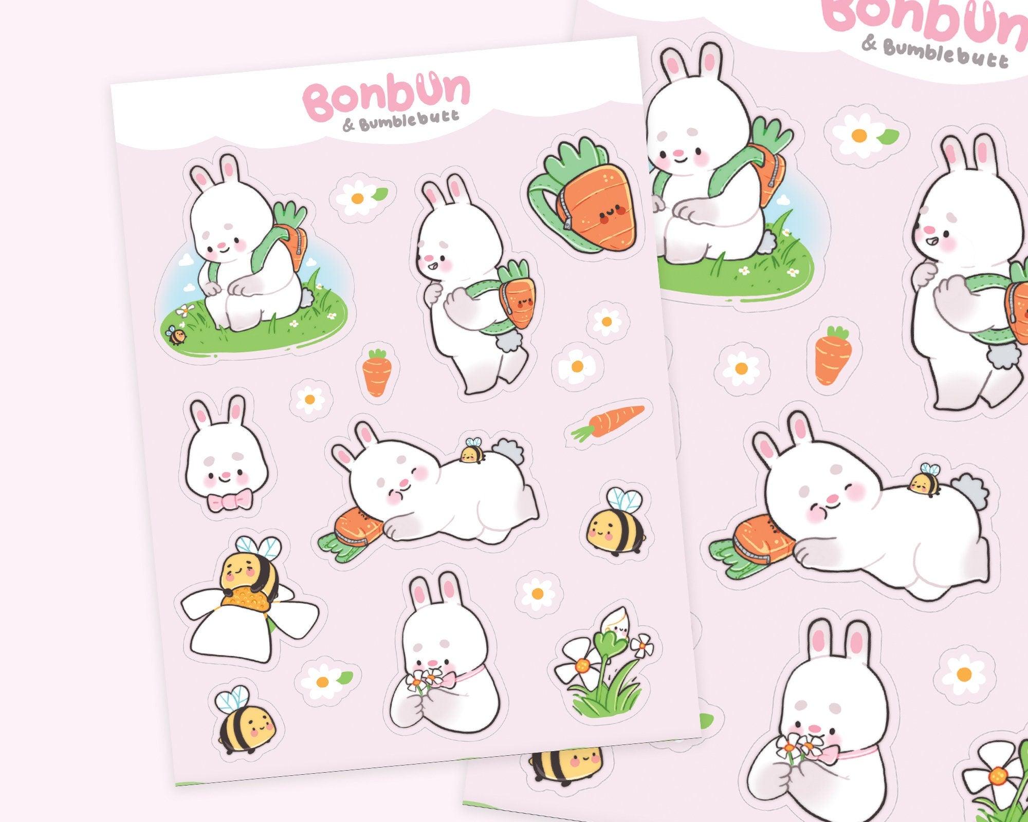 Bonbun & Bumblebutt A5 Sticker Sheet | Cute Bunny Vinyl Stickers Katnipp character product