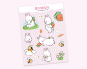 Bonbun & Bumblebutt A5 Sticker Sheet | Cute Bunny Vinyl Stickers Katnipp character product