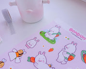 Bonbun & Bumblebutt A5 Sticker Sheet | Cute Bunny Vinyl Stickers Katnipp character product