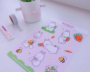 Bonbun & Bumblebutt A5 Sticker Sheet | Cute Bunny Vinyl Stickers Katnipp character product