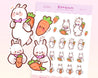 Bonbun's Kawaii Back To School Sticker Sheet | Pastel Planner Stickers | Cute Bunny & Carrot Designs | BON 007 - Katnipp Studios