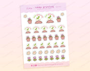 Bonbun's Kawaii Keep Growing Sticker Sheet | Pastel Spring Gardening Stickers | Cute Planner & Journal Decor | BON 002 - Katnipp Studios