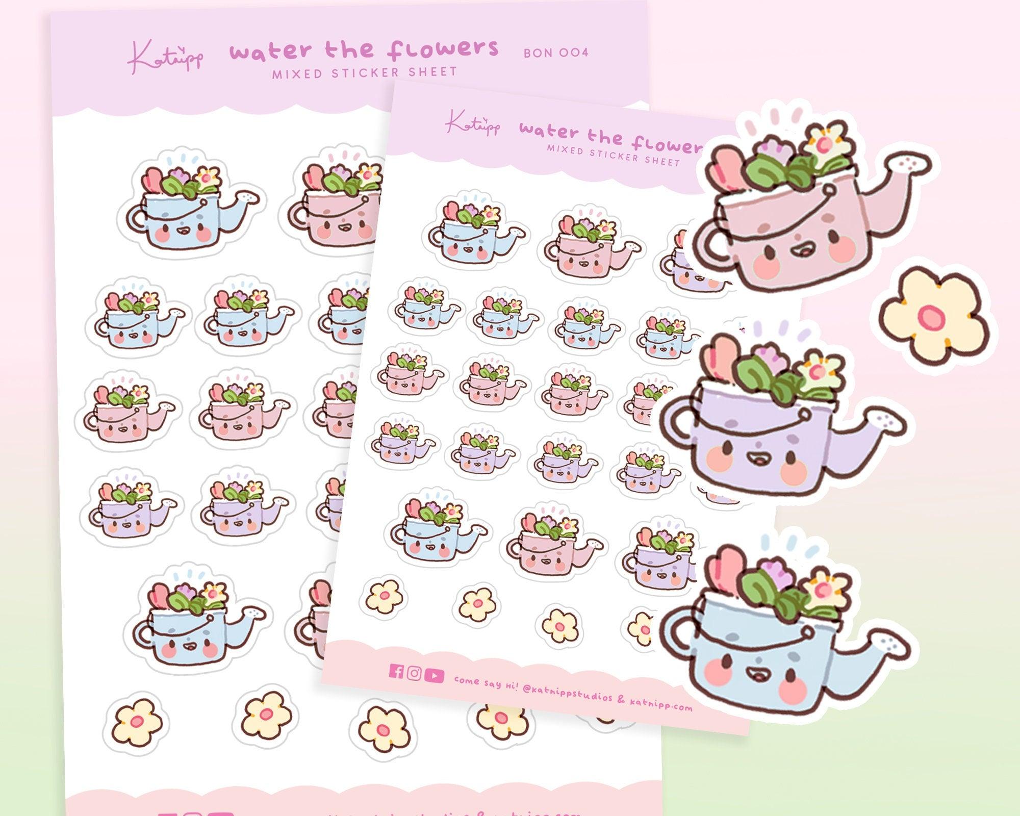 Bonbun's Spring Gardening Pastel Sticker Sheet - Cute bunny gardening stickers in pastel colours