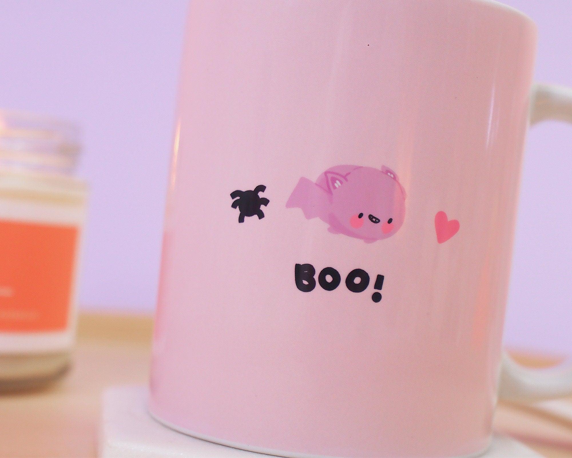 BOO! Adorable Bat Spoopy Hand Printed Ceramic Mug - Katnipp Illustrations