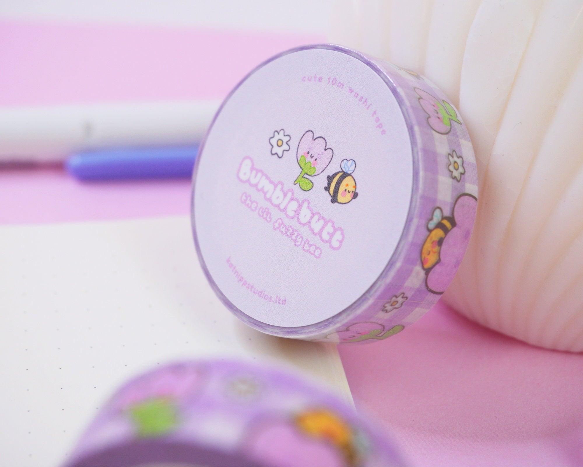 Bumblebut Gingham Lilac Washi Tape ~ Bumblebee Lilac Washi - Katnipp Illustrations