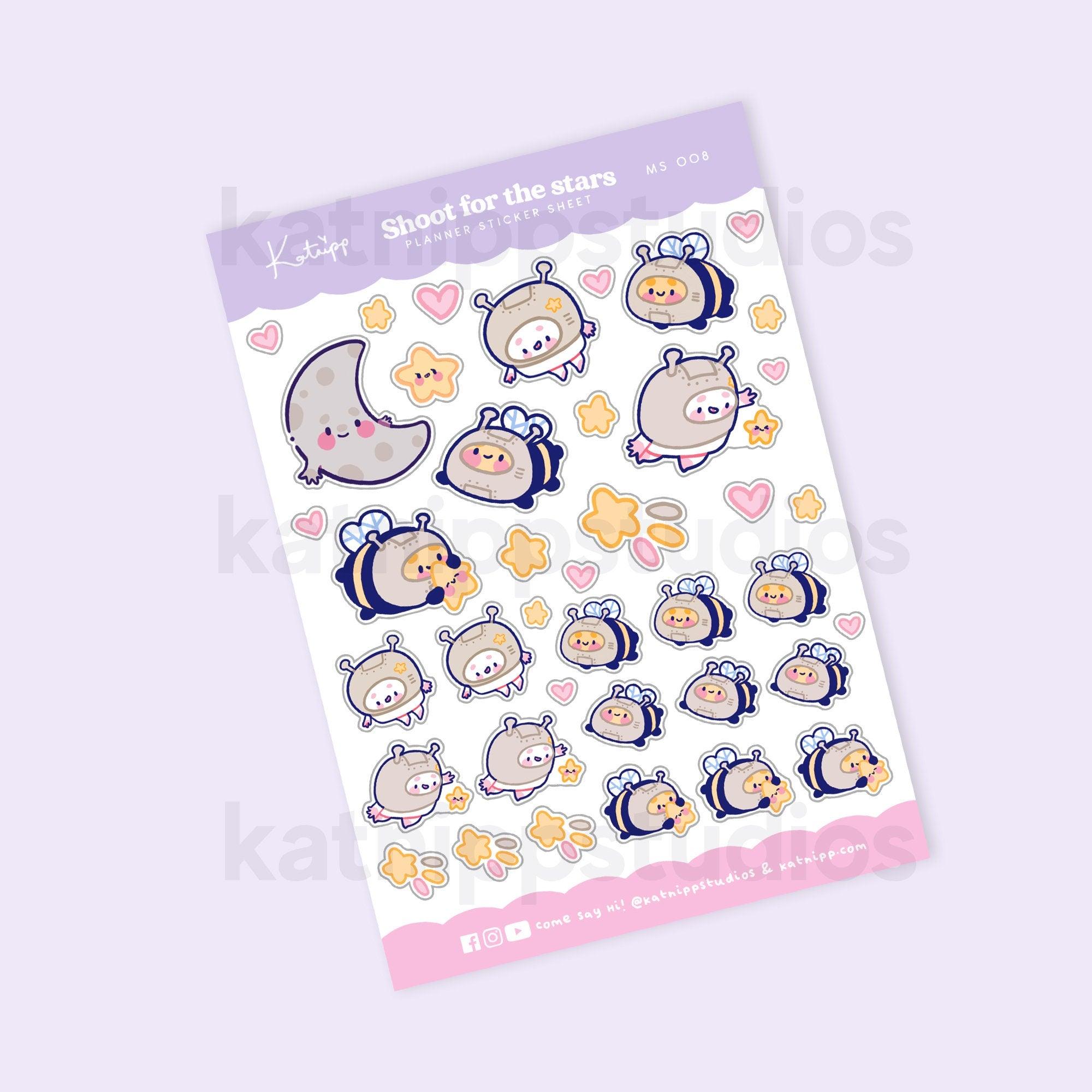 mage of Bumblebutt and Marshie celestial planner stickers (MS 008) on a white background. 3