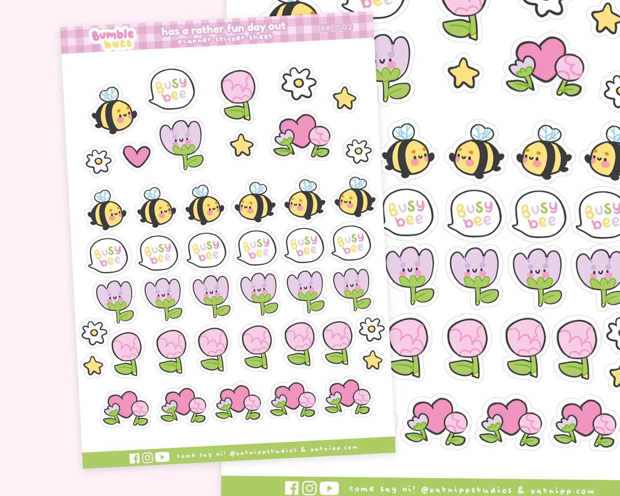 Bumblebutt Busy Bee Sticker Sheet | Bee Planner Stickers | BB002 Katnipp character product