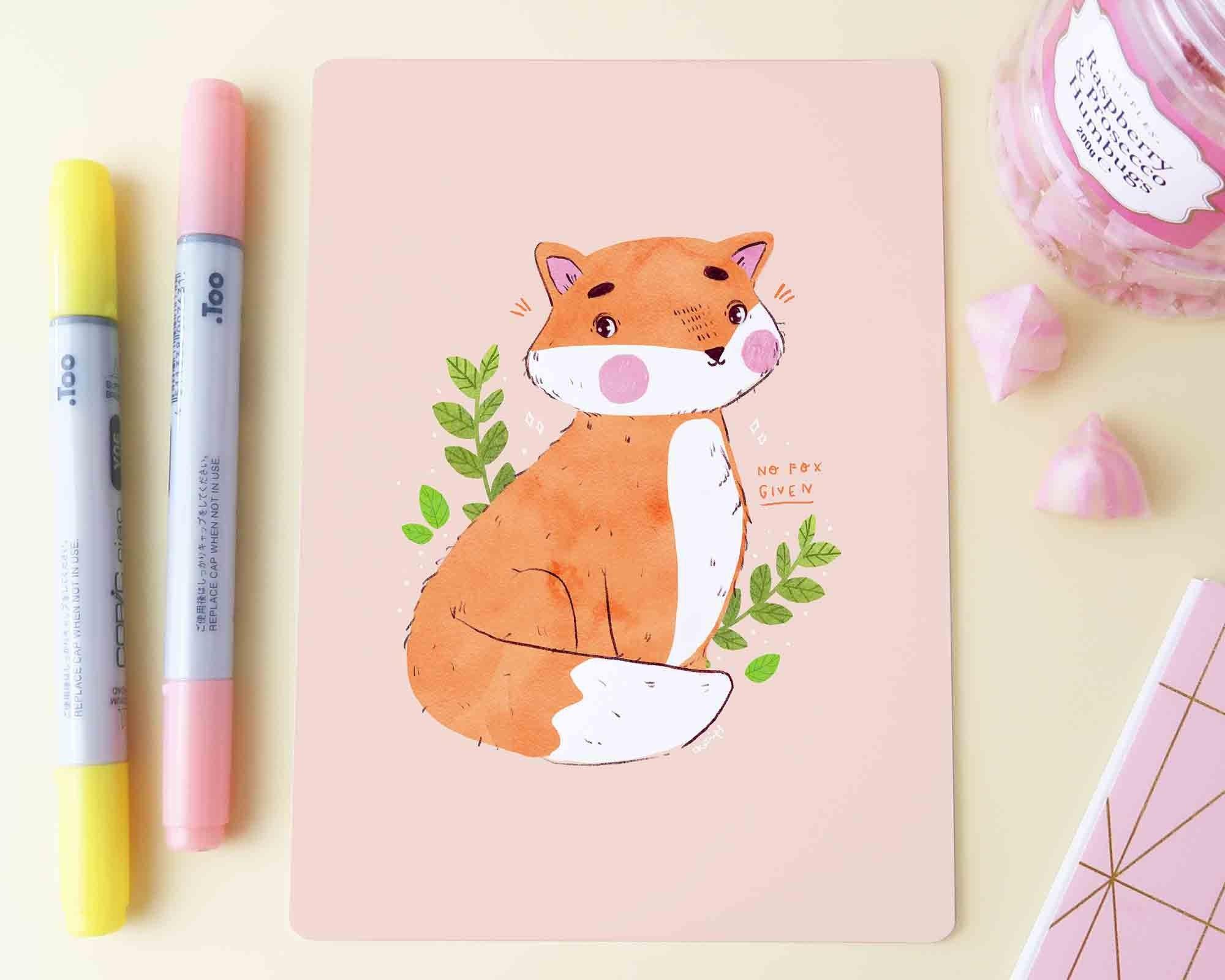 Fox Print ~ No Fox Given ~ Cute Art Print - Katnipp Illustrations