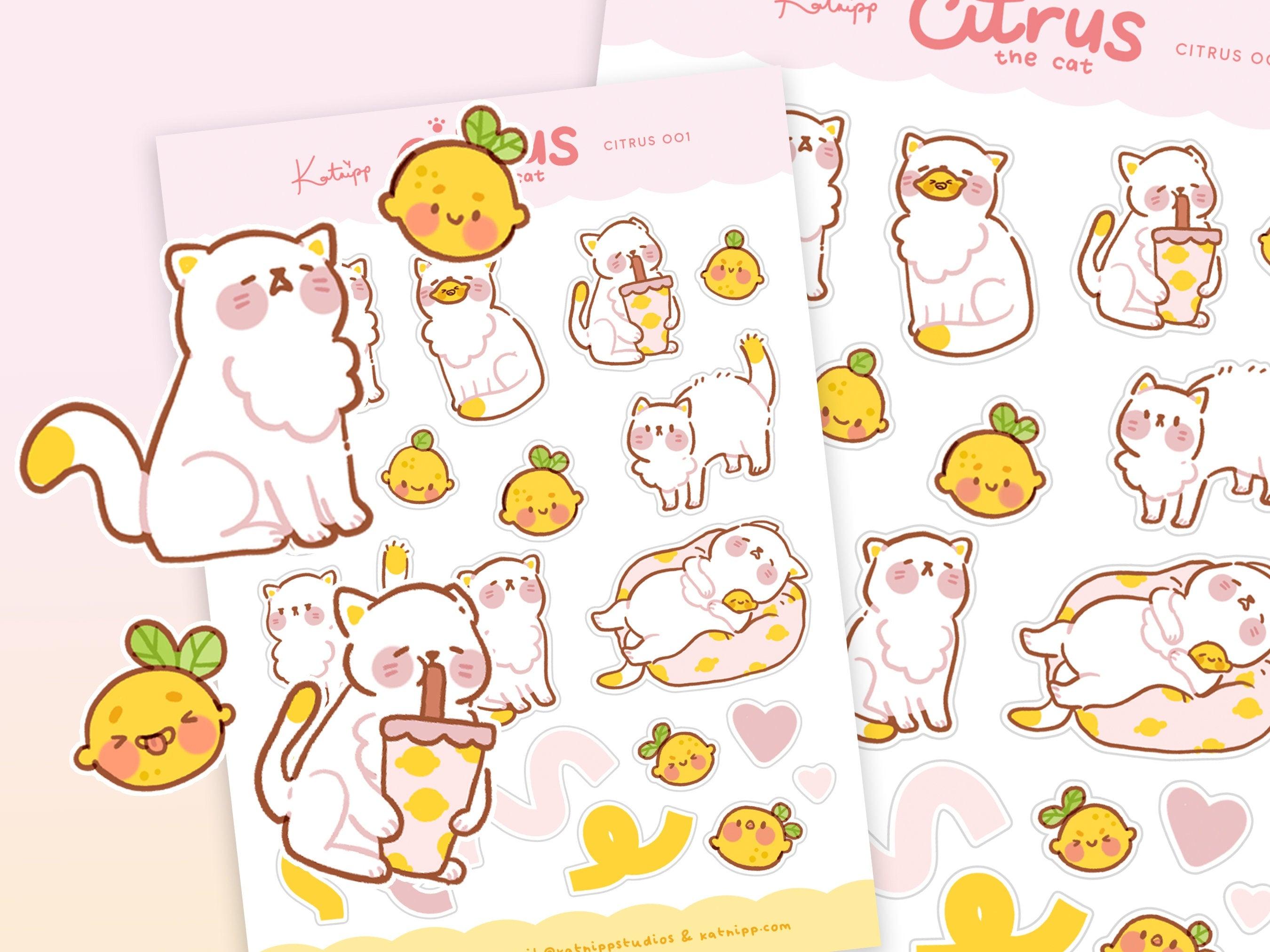 Citrus The Cat  ~ Kawaii Cat Planner Stickers ~ CITRUS001 - Katnipp Illustrations
