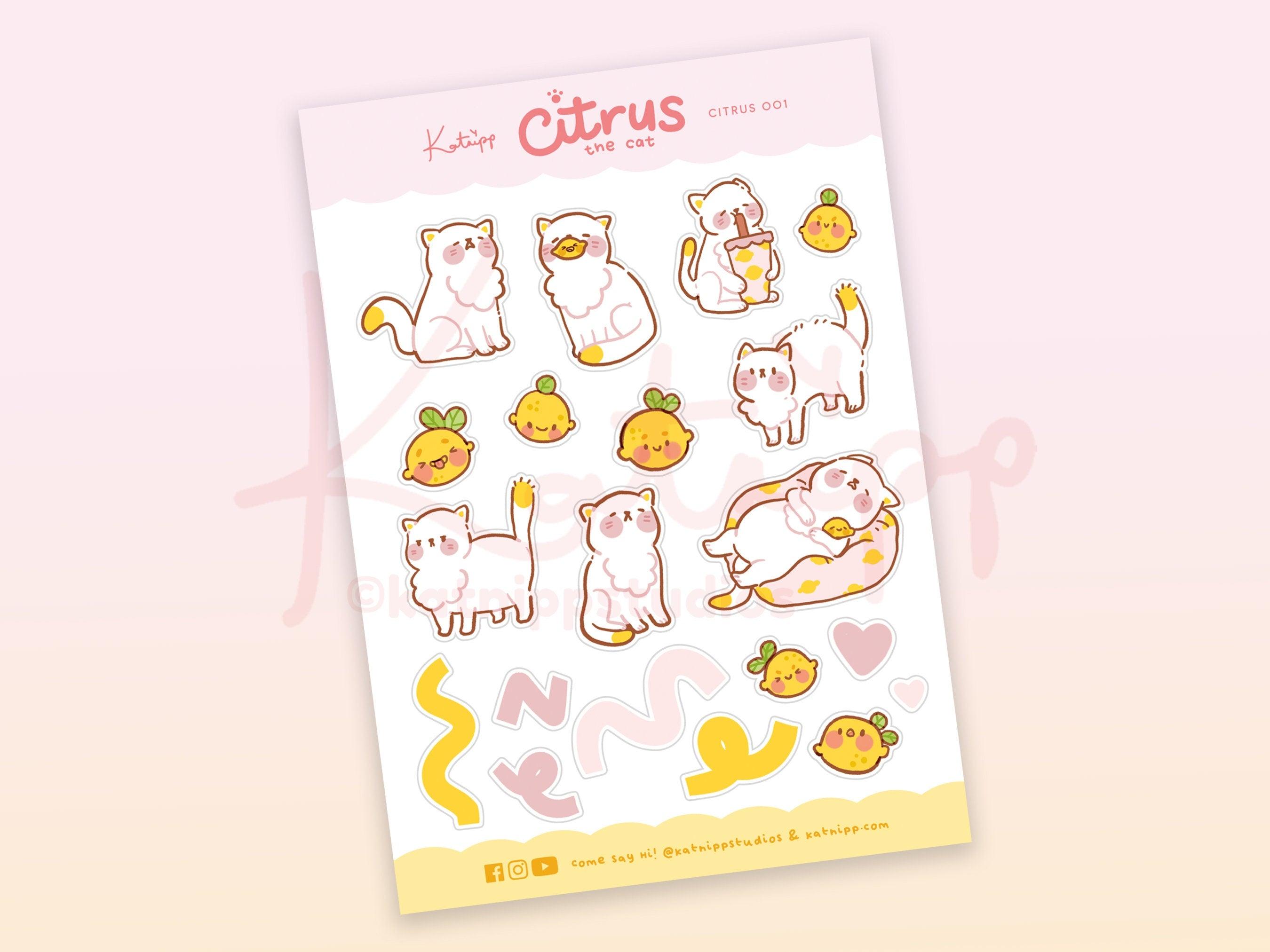 Citrus The Cat  ~ Kawaii Cat Planner Stickers ~ CITRUS001 - Katnipp Illustrations