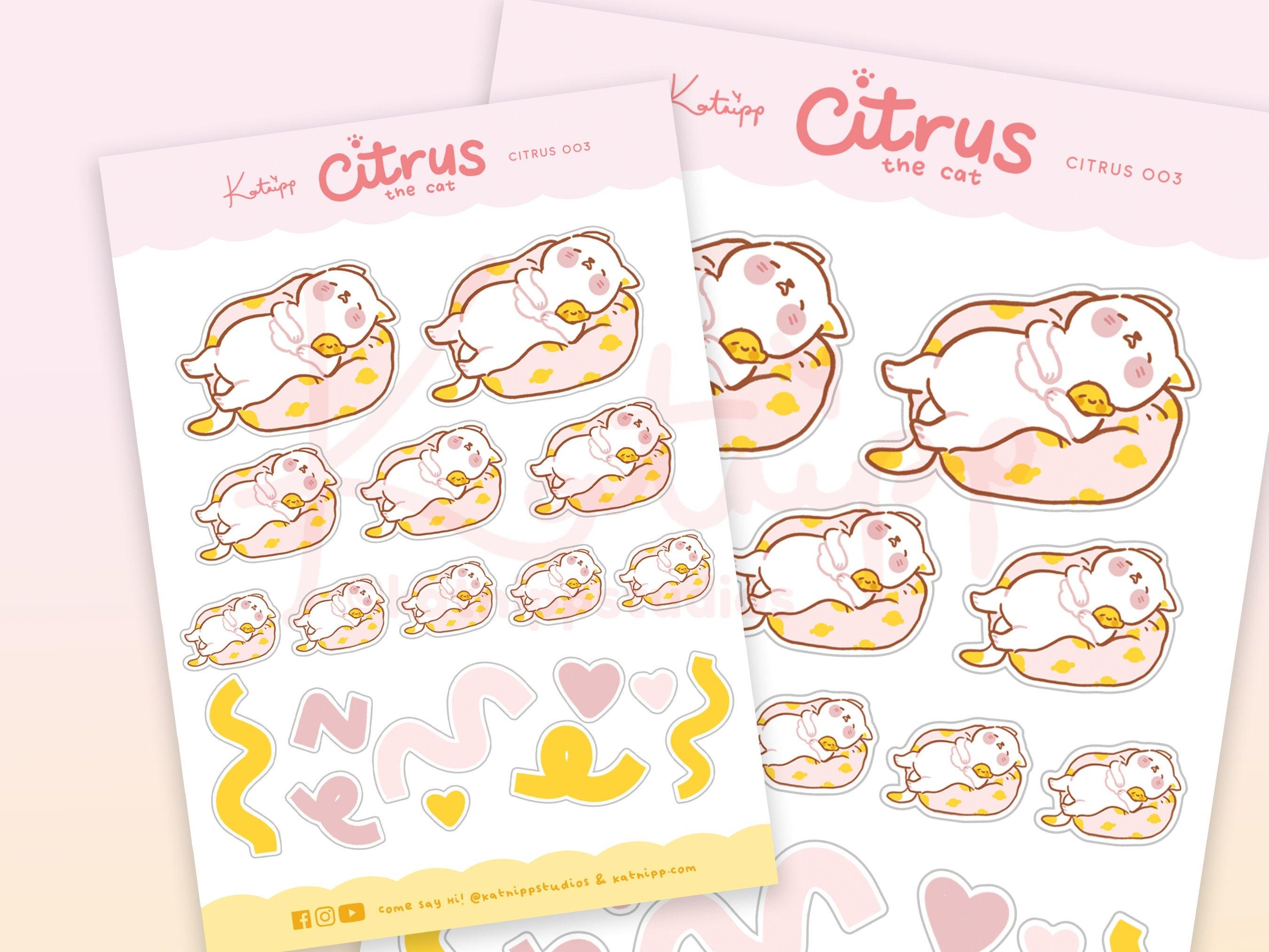 Citrus The Cat ~ Lazy Day Kawaii Cat Planner Stickers ~ CITRUS003 - Katnipp Illustrations