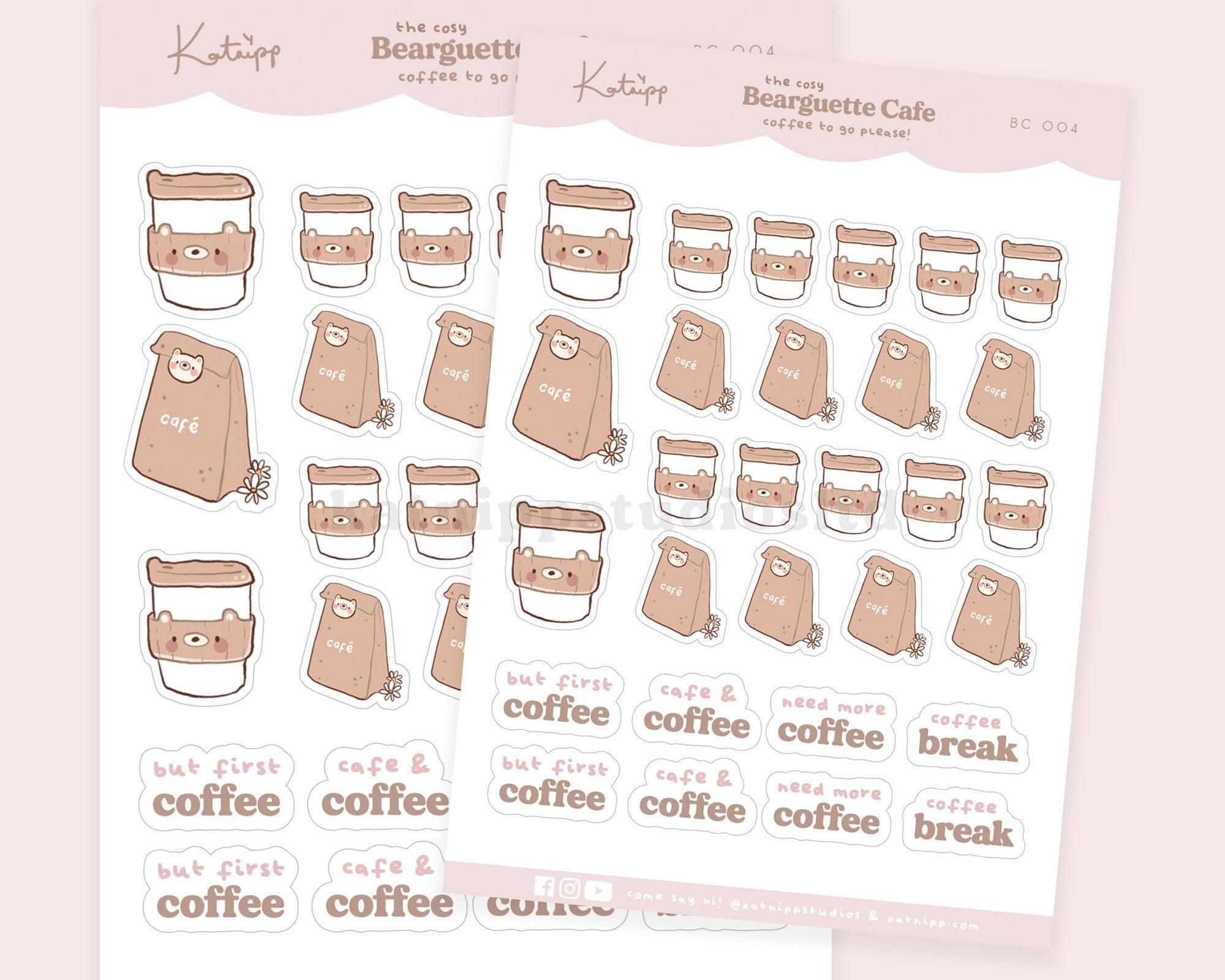 Coffee To Go! Latte Barista Coffee Addict Planner Stickers ~ BC004 - Katnipp Illustrations