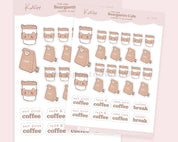 Coffee To Go Sticker Sheet | Bearguette Cafe Coffee Planner Stickers | BC004 Katnipp character product