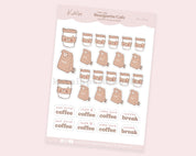Coffee To Go Sticker Sheet | Bearguette Cafe Coffee Planner Stickers | BC004 Katnipp character product